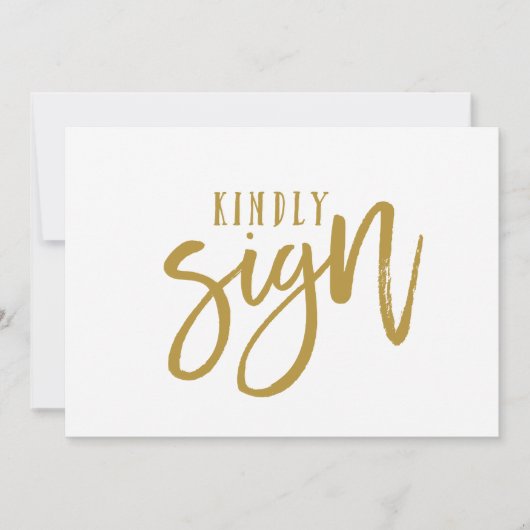 12x18 Guest Book Sign | Pinselschrift (Gold) (Vorderseite)