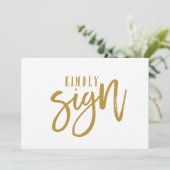 12x18 Guest Book Sign | Pinselschrift (Gold) (Stehend Vorderseite)