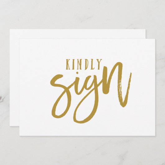 12x18 Guest Book Sign | Pinselschrift (Gold) (Vorne/Hinten)