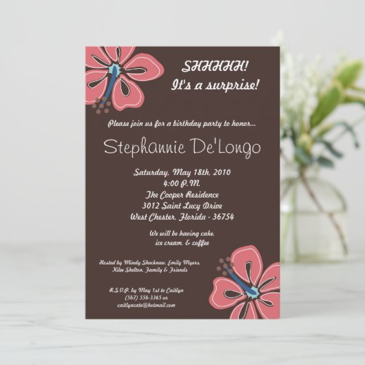 12x18 Hawaiian Hibiskus Blume Geburtstag Einladung (Stehend Vorderseite)