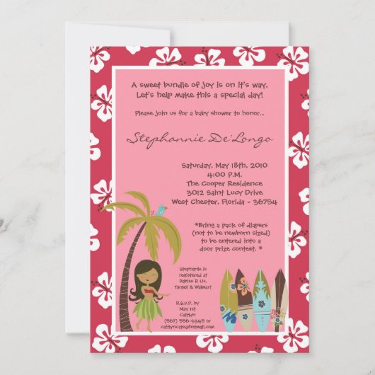 12x18 hawaiische Luau tropische Einladung (Vorderseite)