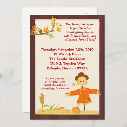 12x18 Herbst Erntedank Abendessen Party Einladung (Vorne/Hinten)