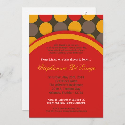 12x18 Herbst Herbst Polka Dot Kinderdusche Einladu Einladung (Vorne/Hinten)