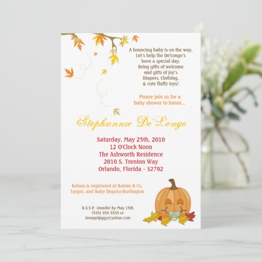 12x18 Herbst Herbstlaub Kinderdusche Einladung (Stehend Vorderseite)