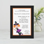 12x18 Hexe auf Broom Halloween Bash-Party Einladun Einladung (Stehend Vorderseite)