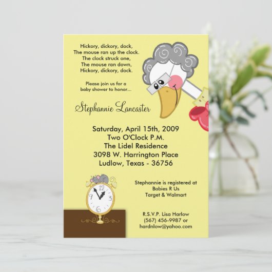 12x18 Hickory Dickory Einladung (Stehend Vorderseite)