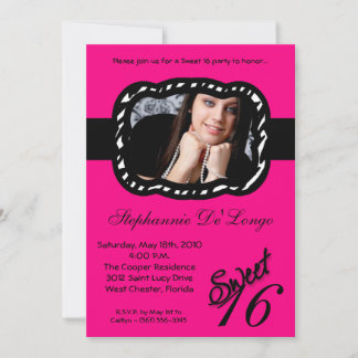 12x18 Hot Pink Band FOTO Sweet 16 Birthday Einladu Einladung