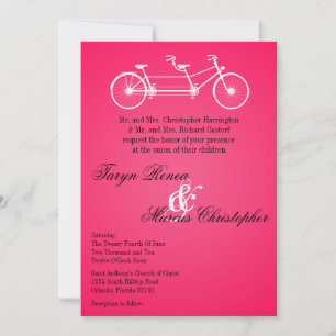 12x18 Hot Pink Black Double Bike Einladung