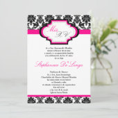 12x18 Hot Pink Damask Quinceanera Einladung (Stehend Vorderseite)