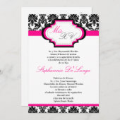 12x18 Hot Pink Damask Quinceanera Einladung (Vorne/Hinten)
