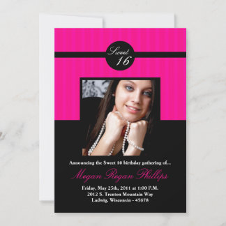 12x18 Hot Pink FOTO Sweet 16 Geburtstag Einladung