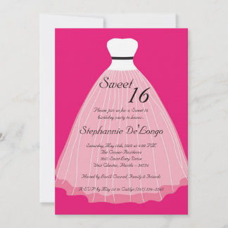 12x18 Hot Pink Kleid Sweet 16 Geburtstag Einladung