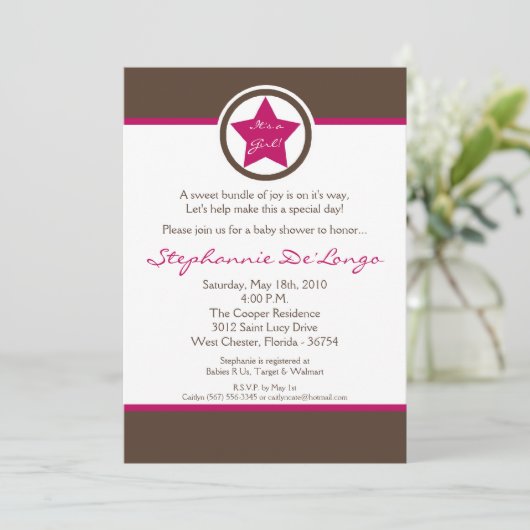 12x18 Hot Pink Rock Star Kinderdusche Einladung (Stehend Vorderseite)