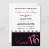 12x18 Hot Pink Tiara Sweet 16 Geburtstag Einladung (Vorne/Hinten)