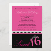 12x18 Hot Pink Tiara Sweet 16 Geburtstag Einladung (Vorne/Hinten)