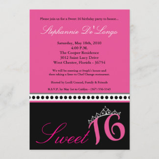 12x18 Hot Pink Tiara Sweet 16 Geburtstag Einladung