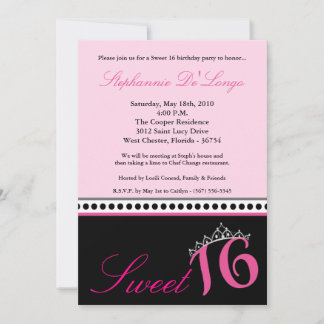 12x18 Hot Pink Tiara Sweet 16 Geburtstag Einladung