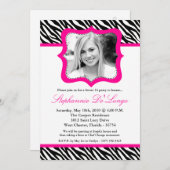 12x18 Hot Pink Zebra FOTO Sweet 16 Birthday Einlad Einladung (Vorne/Hinten)