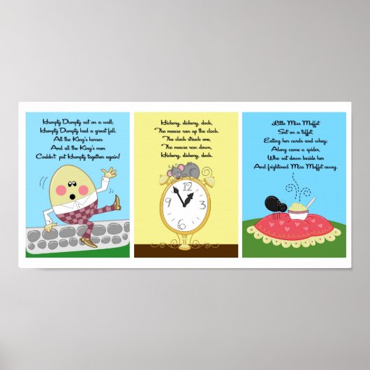 12x18 Humpty Hickory Miss Muffet Kids Room Art Poster (Vorne)