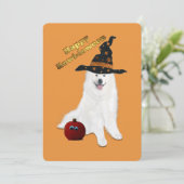 12x18 In. Flat TY Message Card Halloween Samoyed  Dankeskarte (Stehend Vorderseite)