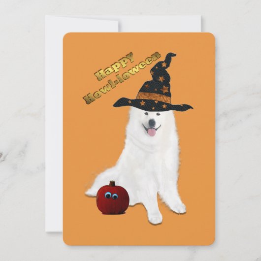 12x18 In. Flat TY Message Card Halloween Samoyed Dankeskarte (Vorderseite)