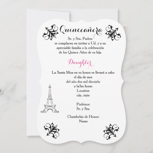 12x18 Invitation Bracket Quinceañera - Anpassen Einladung (Vorderseite)