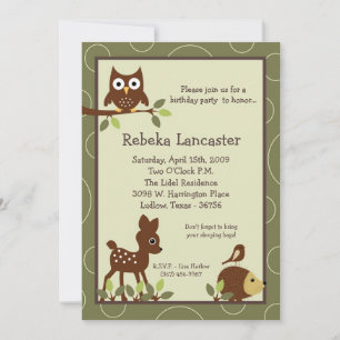 12x18 Invite - Forrest Animal zum Geburtstag Einla Einladung