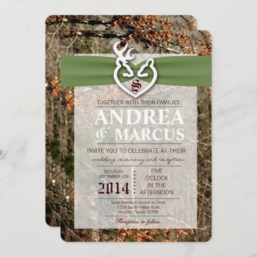 12x18 jagd Hirsch Doe Buck Camouflage Hochzeit Ein Einladung (Vorne/Hinten)