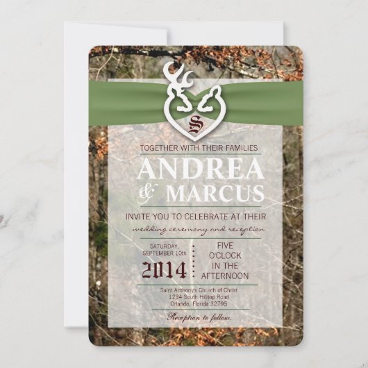 12x18 jagd Hirsch Doe Buck Camouflage Hochzeit Ein Einladung (Vorderseite)