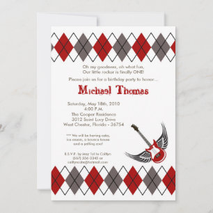 12x18 Jungen-Punkfelsen-Gitarren-Geburtstags-Party Einladung