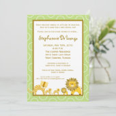 12x18 Jungle Boy Gir TRIPLETS Kinderdusche Einladu Einladung (Stehend Vorderseite)