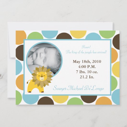 12x18 Jungle King Lion Zoo Foto Geburtsankündigung Ankündigung (Vorderseite)