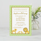 12x18 Jungle Tiger Girl TWINS Kinderdusche Einladu Einladung (Stehend Vorderseite)