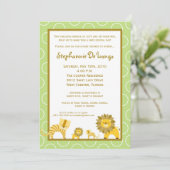 12x18 Jungle Tiger Lion TWINS Kinderdusche Einladu Einladung (Stehend Vorderseite)