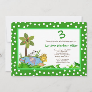 12x18 JungleSafari Tiere Einladung Geburtstagspart