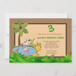 12x18 JungleSafari Tiere Einladung Geburtstagspart