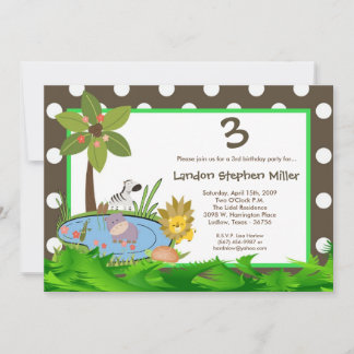 12x18 JungleSafari Tiere Einladung zur Geburtstags
