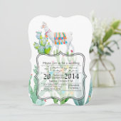12x18 Karierte Hochzeitseinladung Boho Llama Bohem Einladung (Stehend Vorderseite)