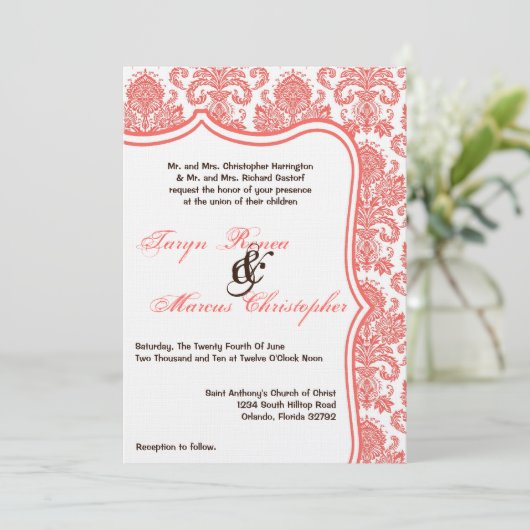 12x18 korallenrote orange einladung (Stehend Vorderseite)