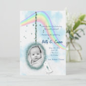 12x18 Kreis mit Regenbogen FOTO Geburts-Mitteilung Einladung (Stehend Vorderseite)