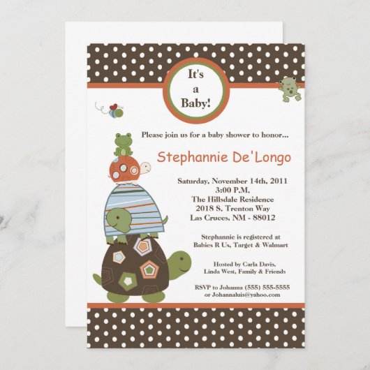 12x18 Laguna Turtle Frog Bee Baby Dusche Einladung (Vorne/Hinten)
