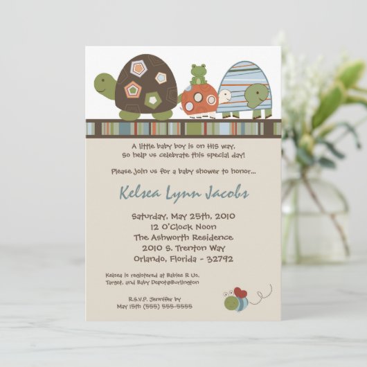 12x18 Laguna Turtle Frog Bee Baby Dusche Einladung (Stehend Vorderseite)