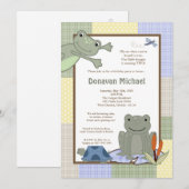 12x18 Leap Frog Turtle Bee Birthday Party Einladun Einladung (Vorne/Hinten)