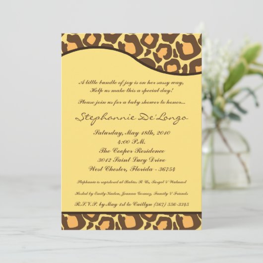 12x18 Leopard Animal Print Baby Dusche Einladung (Stehend Vorderseite)