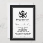 12x18 Leuchter-Schwarz-weiße 16 Einladung (Vorderseite)