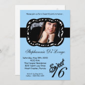 12x18 Light Blue Band FOTO Sweet 16 Birthday Einla Einladung (Vorne/Hinten)