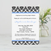 12x18 Light Blue Damask Geburtstagsparty Einladung (Stehend Vorderseite)