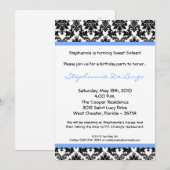 12x18 Light Blue Damask Geburtstagsparty Einladung (Vorne/Hinten)