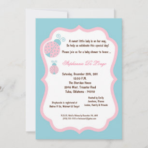 12x18 Light Blue Lady Bug Baby Dusche Einladung