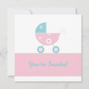 12x18 Light Pink Buggie Babydusche Einladung